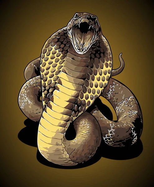 Gabarit Vectoriel Vue Frontale Cobra Béant — Image vectorielle