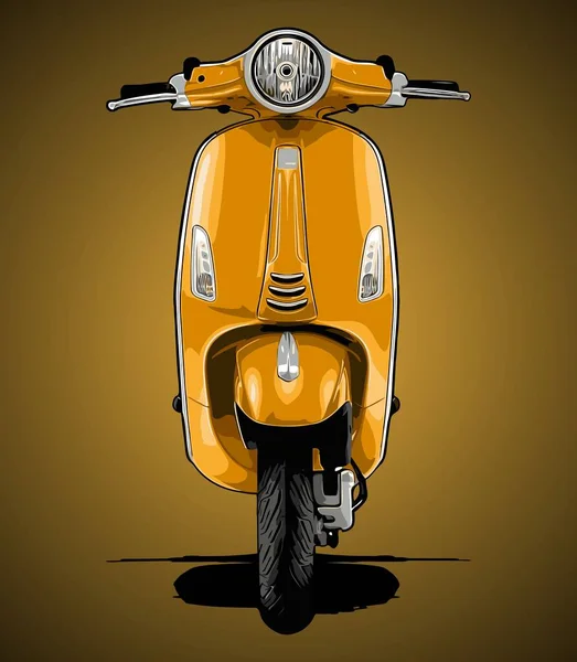Yellow Automatic Scooter Front View Vector Template — Stock Vector