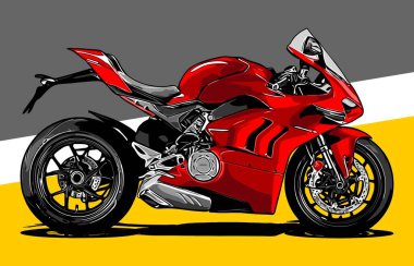 kırmızı superbike yan görünüm vektör şablonu