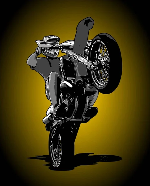 Motorrad Als Wheelie Vektor Vorlage — Stockvektor