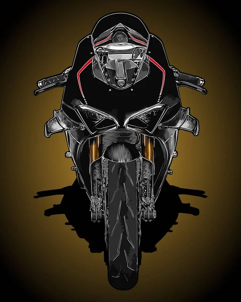 Modèle Vectoriel Vue Avant Moto Sport Noire — Image vectorielle