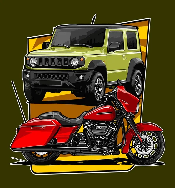 Vehículos Todoterreno Motocicletas Turismo Vector — Archivo Imágenes Vectoriales