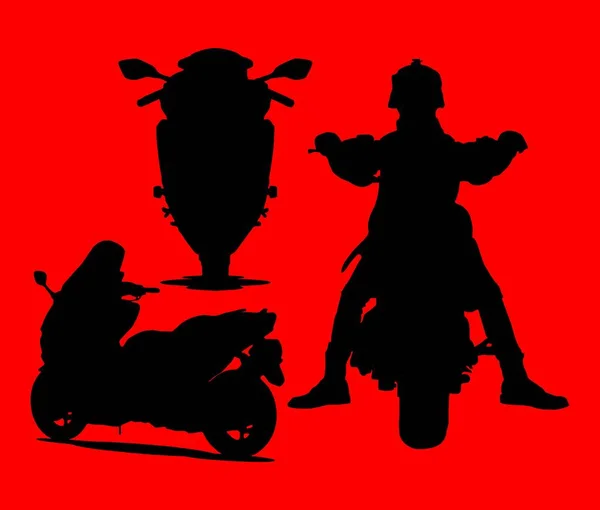 摩托车和摩托车轮廓矢量模板 — 图库矢量图片