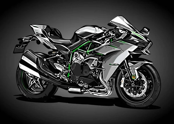 Stříbrná Motocykl Zeleném Pozadí — Stockový vektor