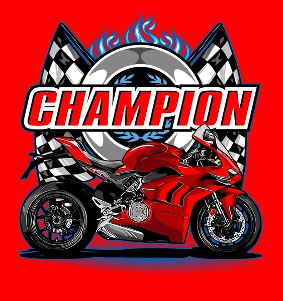 Czerwony Motocykl Logo Wyścigów Flagi — Wektor stockowy