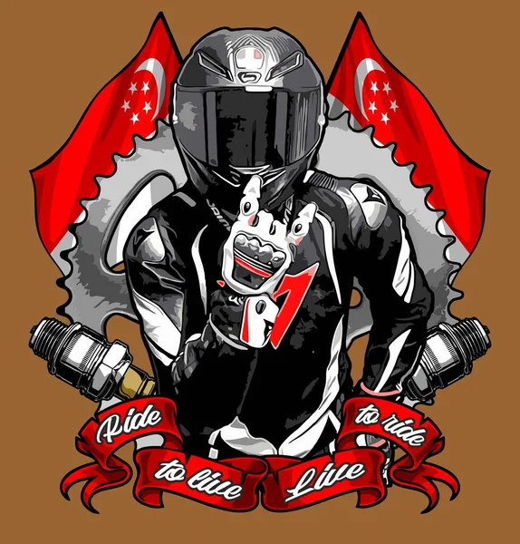 Motociclist Sprocket Steag — Vector de stoc