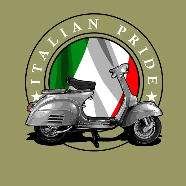 Scooter Classic Und Flagge Von Italien — Stockvektor