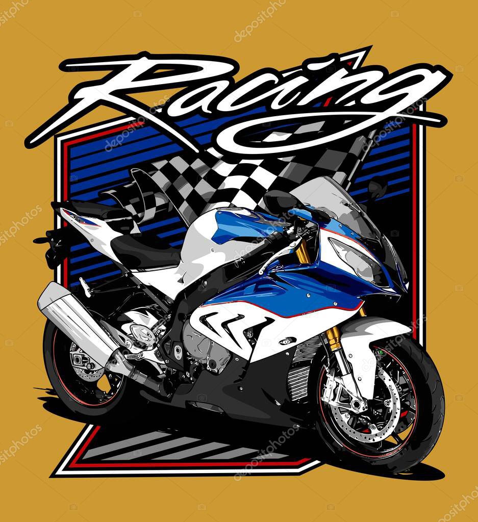 White sport motorbike vector template