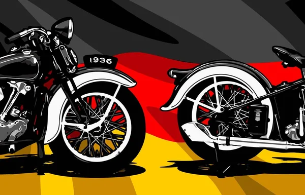 Motocicleta Vista Lateral Modelo Vetor Bandeira — Vetor de Stock