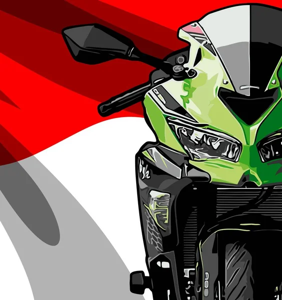 Motorrad Frontansicht Und Fahne — Stockvektor