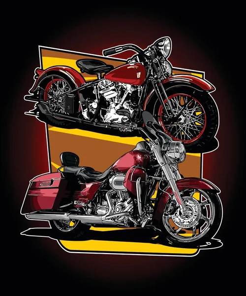 Motocykl Cruiser Żółtym Tle Graficznym — Wektor stockowy