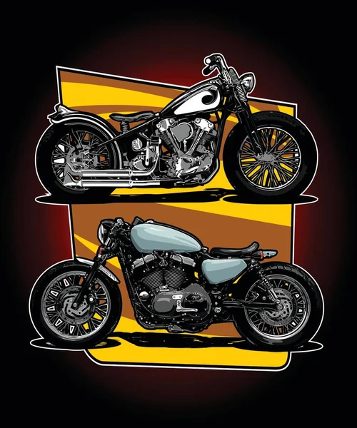 Motocicleta Cruzador Com Fundo Gráfico Amarelo — Vetor de Stock
