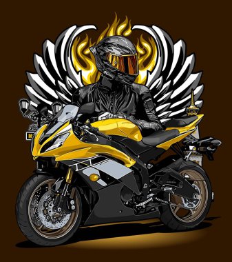  motorcu ve motosiklet vektör şablonu 