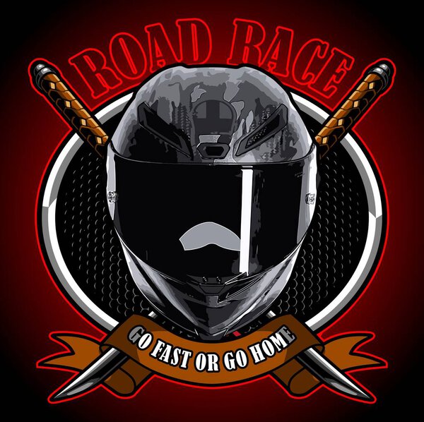 мотоциклетный шлем и векторный шаблон катаны 