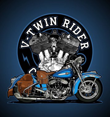 mavi motosiklet yan görünüm vektör şablonu 