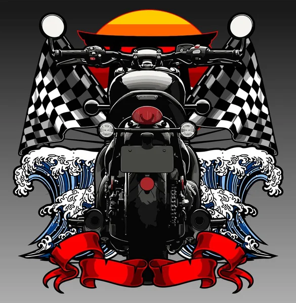 stock vector  black motorcycle rear view vector template