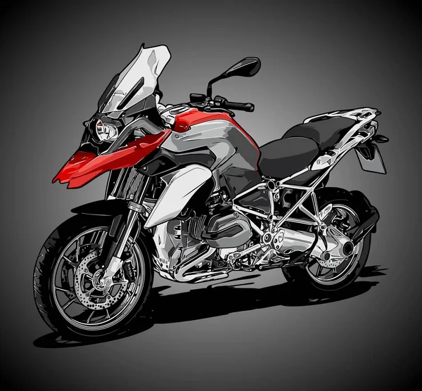 Motocicleta Aventura Color Rojo Vector Plantilla — Vector de stock
