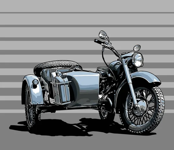 Retro Motocicleta Lado Coche Vector Plantilla — Archivo Imágenes Vectoriales