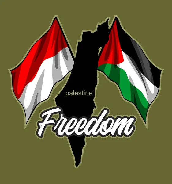 Drapeaux Indonésiens Palestiniens Pour Les Besoins Design Graphique — Image vectorielle