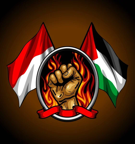 Indonesische Und Palästinensische Flaggen Für Grafische Gestaltung — Stockvektor