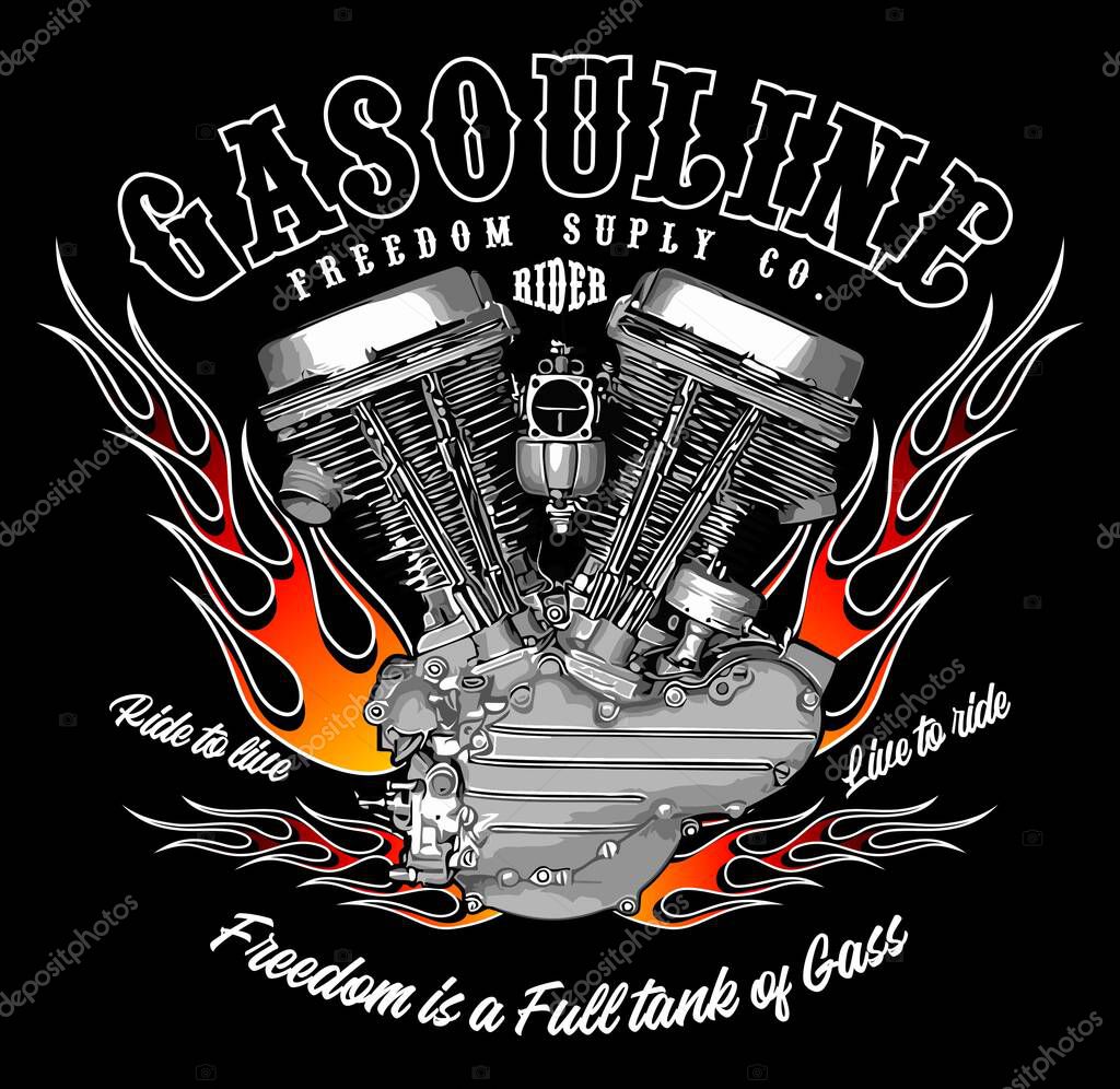 V twin engine vector template for graphic design