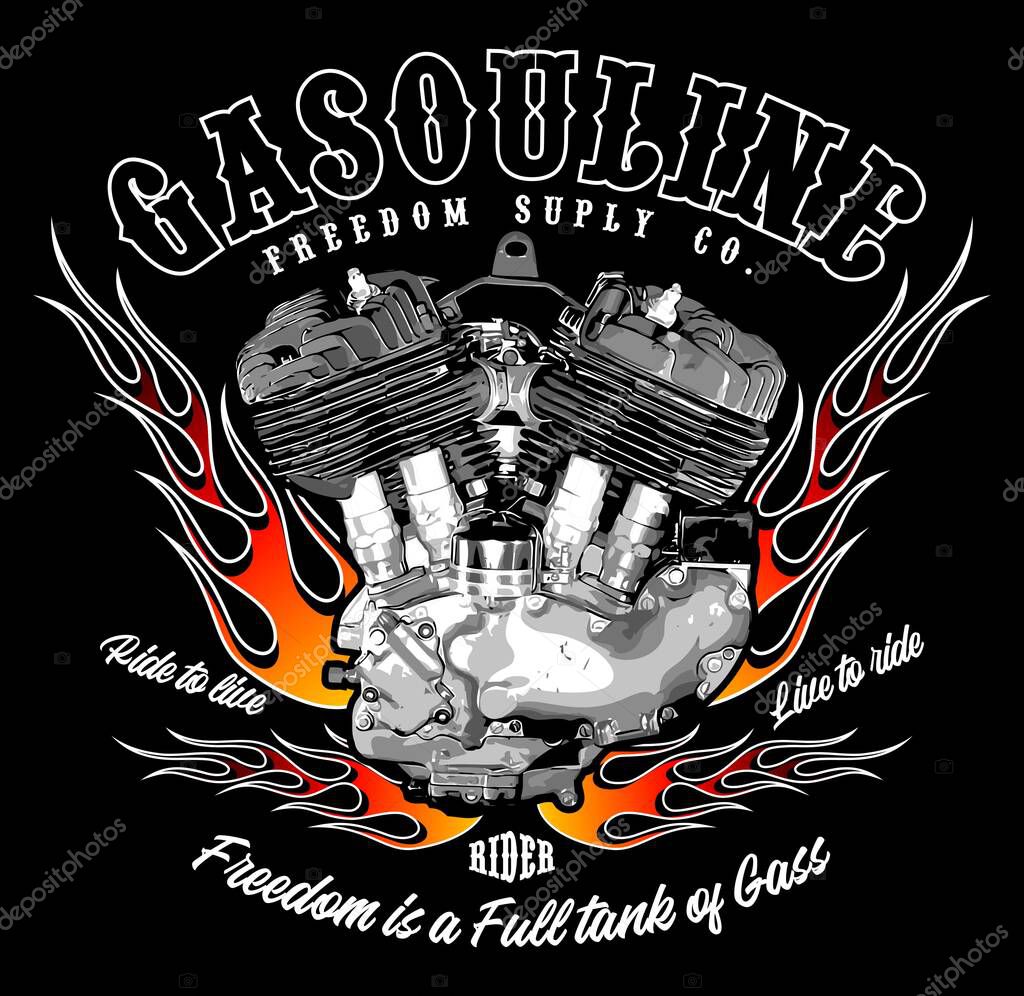 V twin engine vector template for graphic design