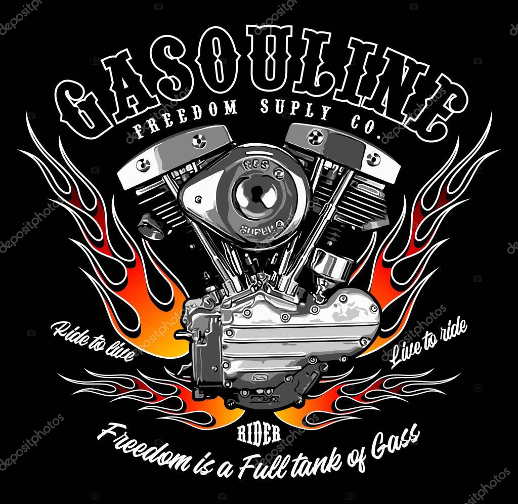 V twin engine vector template for graphic design