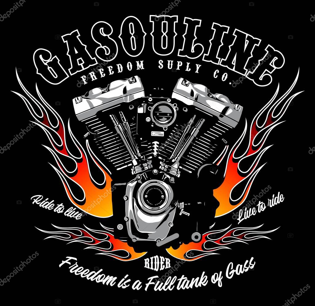 V twin engine vector template for graphic design