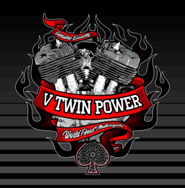  v twin engine vector template for graphic design clipart