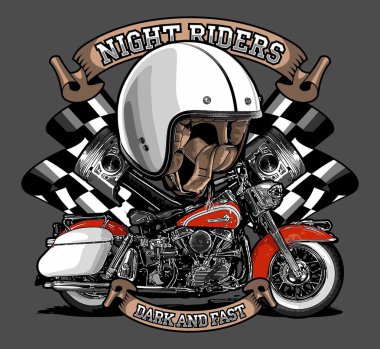  t-shirt tasarımı için motosiklet vektör şablonu 