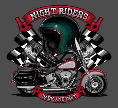  t-shirt tasarımı için motosiklet vektör şablonu 