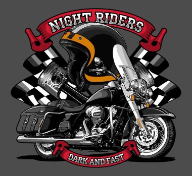  t-shirt tasarımı için motosiklet vektör şablonu 