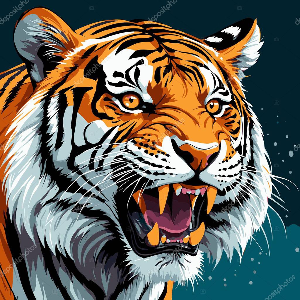 Tiger head vector art for graphic design