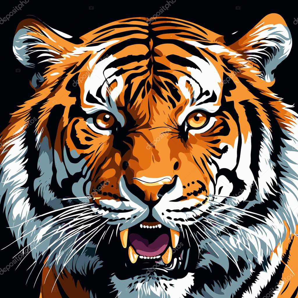 Tiger head vector art for graphic design