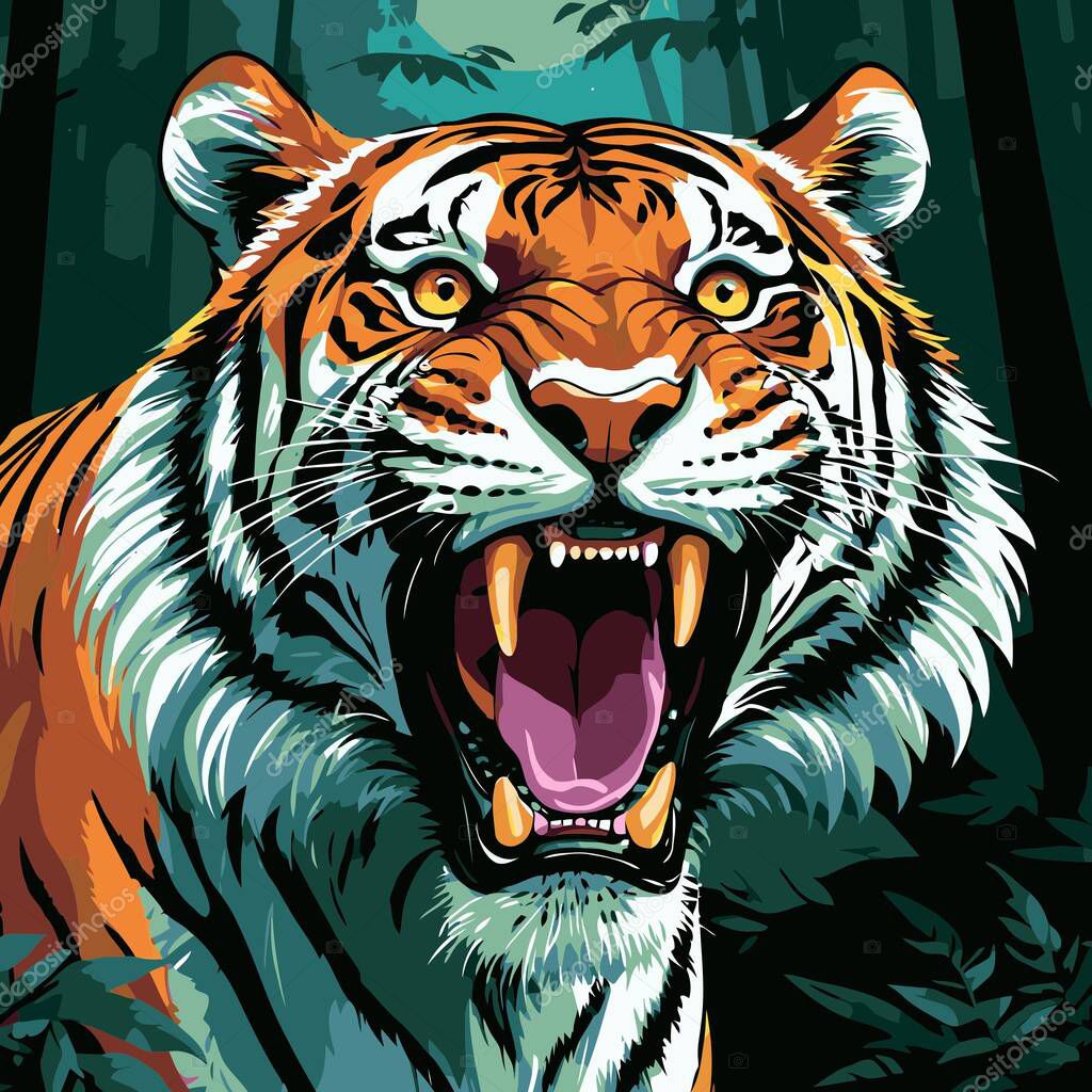 Tiger head vector art for graphic design