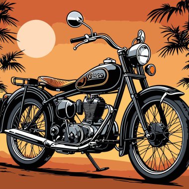 Grafik tasarımı için klasik motosiklet vektörü