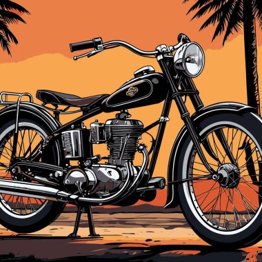 Grafik tasarımı için klasik motosiklet vektörü