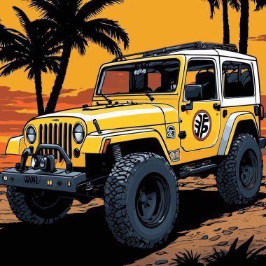 grafik tasarımı için SUv araba vektör çizimi