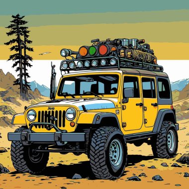 grafik tasarımı için SUv araba vektör çizimi