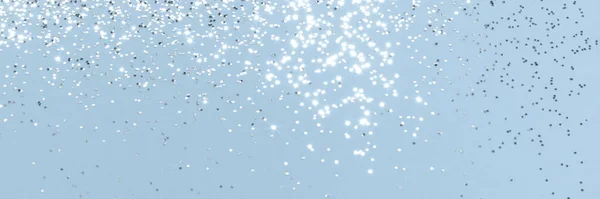 Sparkling Silver Glitter Blue Background Banner Texture Abstract Holiday Blurred — 스톡 사진