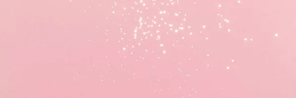 Sparkling Silver Glitter Pink Background Banner Texture Abstract Holiday Blurred — Stok fotoğraf