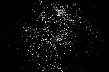 White gray blurred bokeh lights on black background. Glitter sparkle stars for celebrate. Overlay for your design