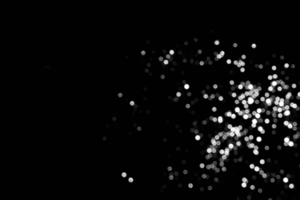 White Gray Blurred Bokeh Lights Black Background Glitter Sparkle Stars — Zdjęcie stockowe