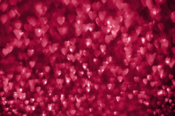 Trendy Viva Magenta Ροζ Κόκκινες Καρδιές Αφρώδη Glitter Bokeh Φόντο — Φωτογραφία Αρχείου