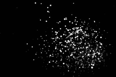 Siyah arka planda beyaz gri Bokeh ışıkları. Kutlamak için ışıldayan yıldızlar. Tasarımınız için üstüste