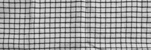 Классический Черно Белый Баннер Текстурой Кухонного Полотенца Ткань Текстильного Фона — стоковое фото