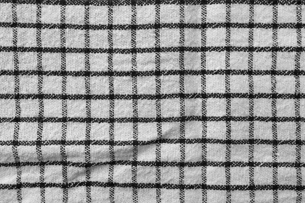 Klasyczny Czarno Biały Kratkę Ręcznik Kuchenny Tekstury Tło Tekstylne Tkaniny — Zdjęcie stockowe