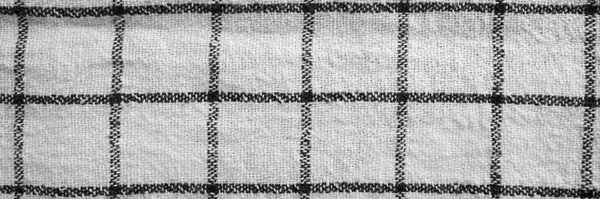 Klasická Černá Bílá Kostkovaná Textura Kuchyňského Ručníku Banner Textilní Podklad — Stock fotografie