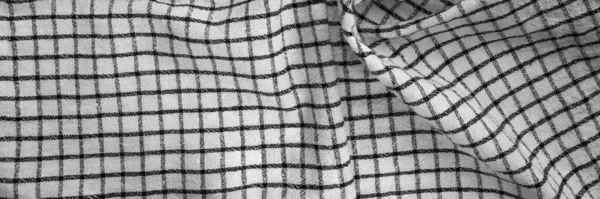 Классический Черно Белый Баннер Текстурой Кухонного Полотенца Смятая Ткань Текстильного — стоковое фото