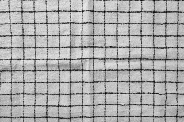Klasyczny Czarno Biały Kratkę Ręcznik Kuchenny Tekstury Tło Tekstylne Tkaniny — Zdjęcie stockowe